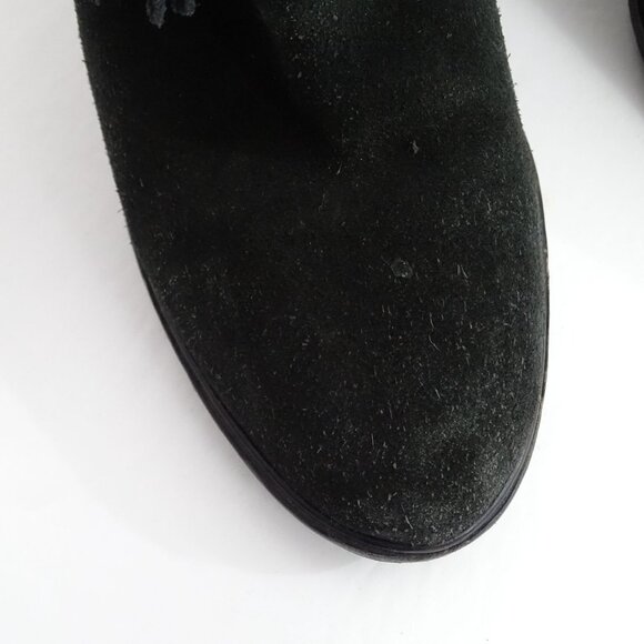 Joie Black Suede Fringe Ankle Boots Block Heel Women Size 39.5 8.5 Slip On - Picture 9 of 15